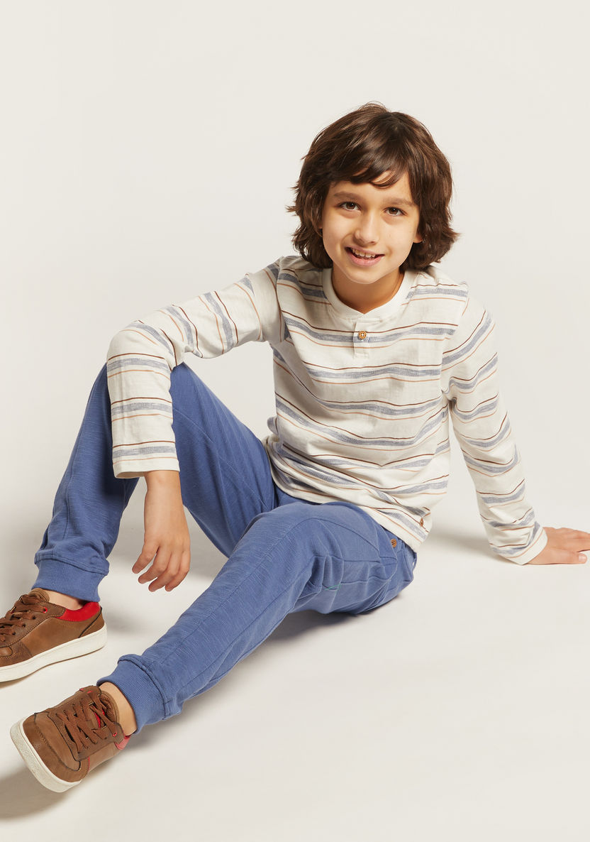 Juniors Striped T-shirt and Full Length Joggers Set-Clothes Sets-image-0