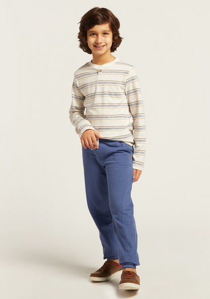 Juniors Striped T-shirt and Full Length Joggers Set-Clothes Sets-image-1