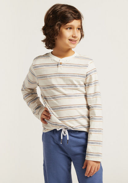 Juniors Striped T-shirt and Full Length Joggers Set-Clothes Sets-image-2