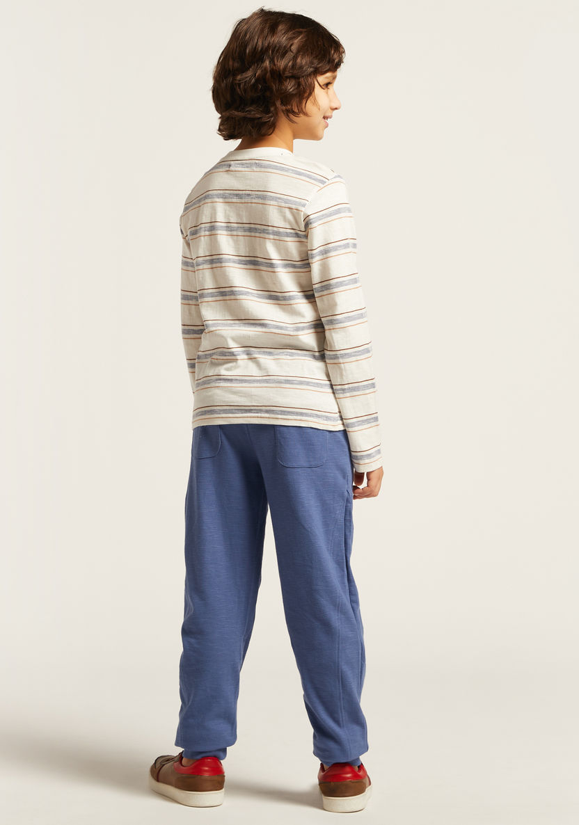 Juniors Striped T-shirt and Full Length Joggers Set-Clothes Sets-image-4