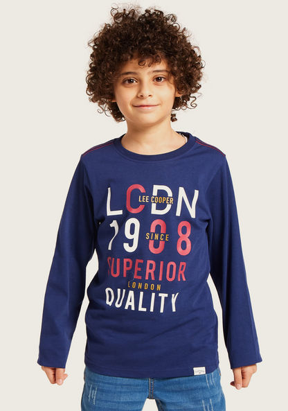 Lee Cooper Graphic Print T-shirt with Long Sleeves