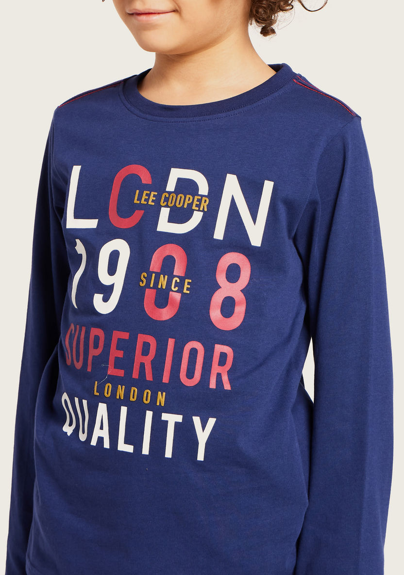 Lee Cooper Graphic Print T-shirt with Long Sleeves-T Shirts-image-2