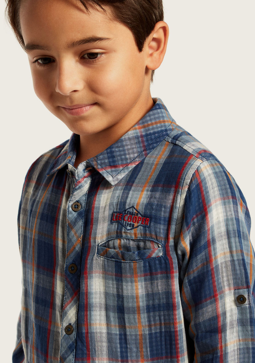 Lee Cooper Checked Shirt with Long Sleeves and Pocket-Shirts-image-2