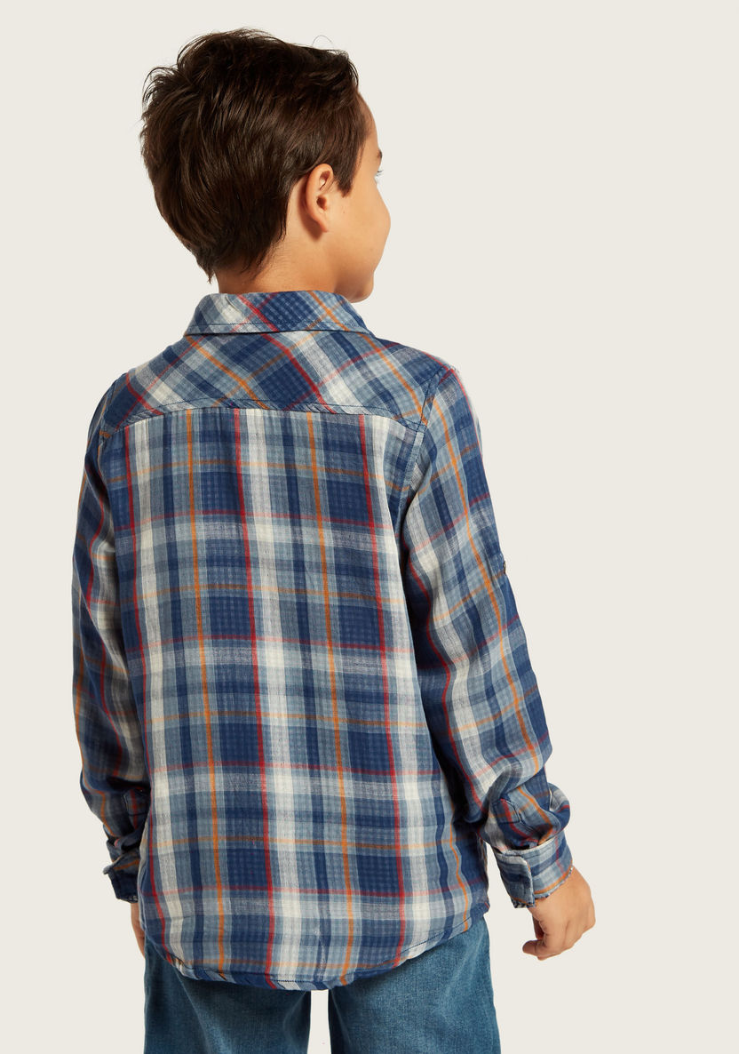 Lee Cooper Checked Shirt with Long Sleeves and Pocket-Shirts-image-3