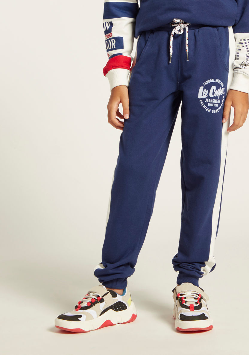 Lee Cooper Graphic Print Jog Pants with Pockets and Drawstring Closure-Joggers-image-1