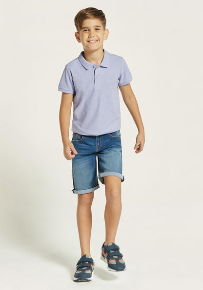 Lee Cooper Solid Denim Shorts with Button Closure and Pockets-Shorts-image-0