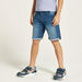 Lee Cooper Solid Denim Shorts with Button Closure and Pockets-Shorts-thumbnail-1