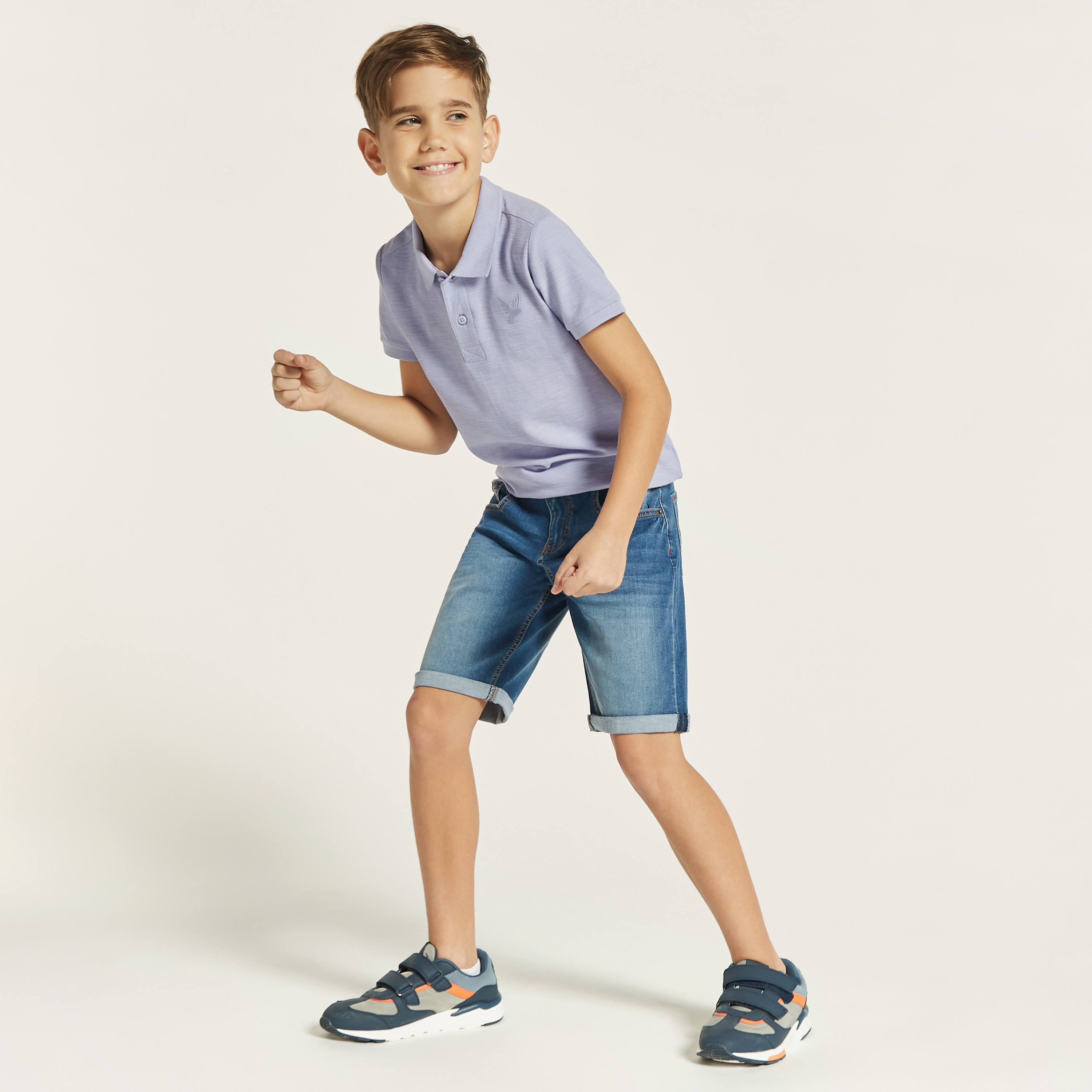 Lee Cooper Solid Denim Shorts with Button Closure and Pockets-boys-clothing-bottoms-shorts-image-3