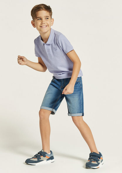Lee Cooper Solid Denim Shorts with Button Closure and Pockets-Shorts-image-2