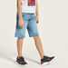 Lee Cooper Solid Denim Shorts with Button Closure and Pockets-Shorts-thumbnail-1