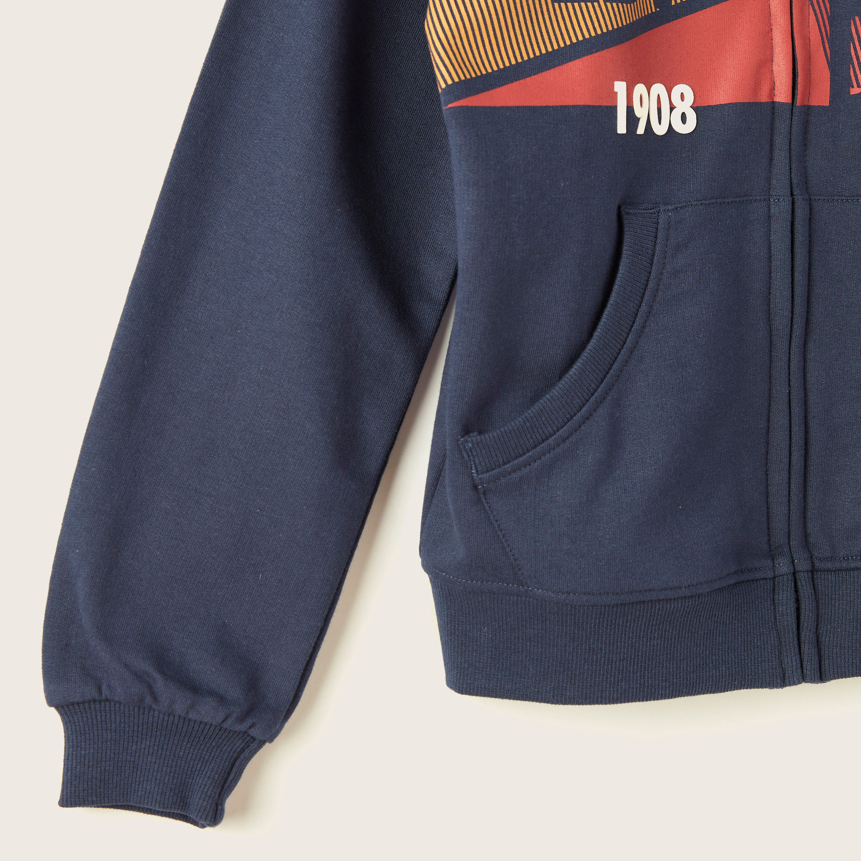 Lee Cooper Graphic Print Hooded Sweatshirt with Long Sleeves and Pockets-boys-clothing-winterwear-sweatshirts-image-3