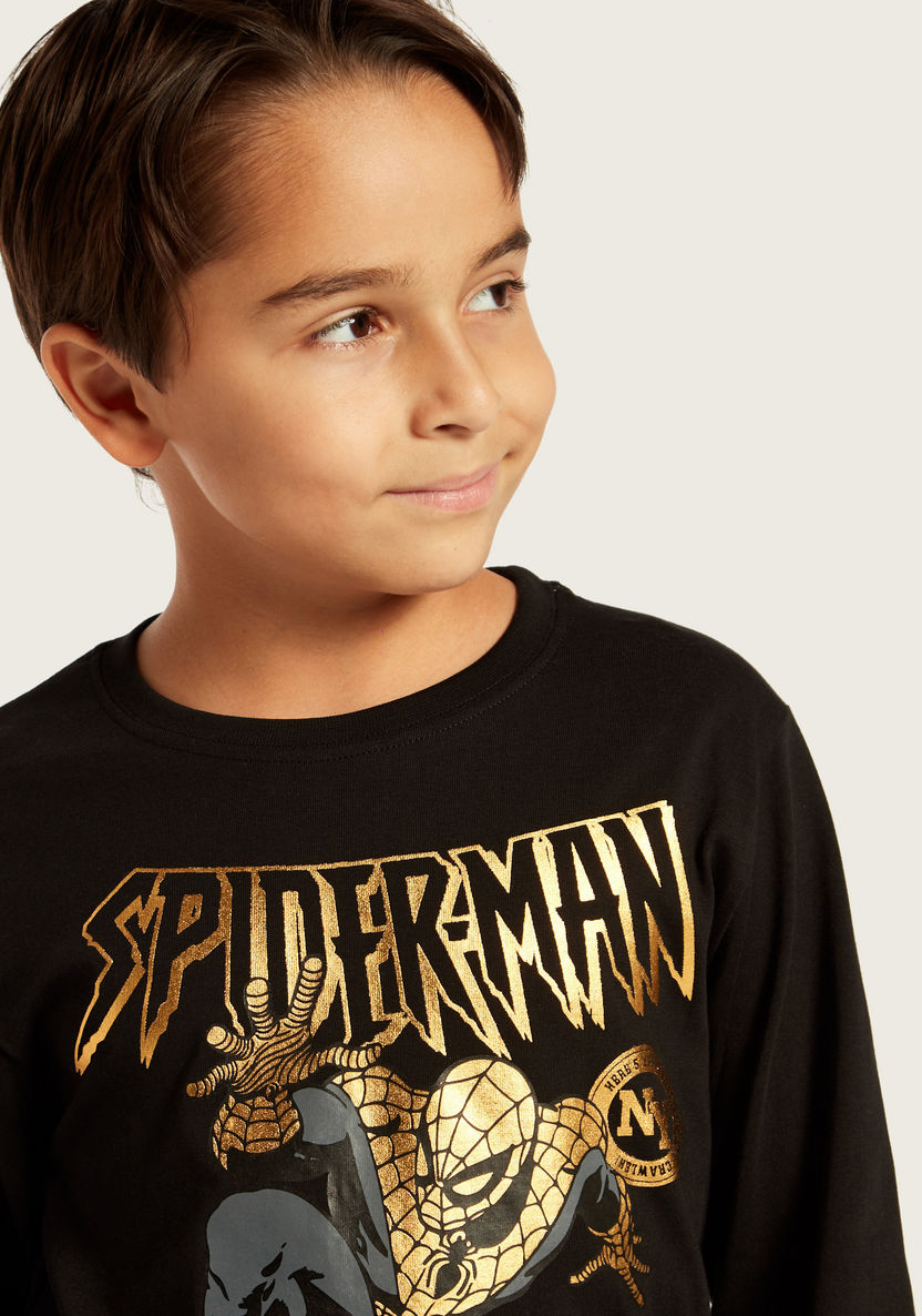 Spider-Man Print T-shirt with Long Sleeves-T Shirts-image-2
