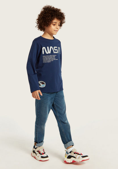 NASA Graphic Print T-shirt with Long Sleeves