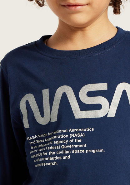 NASA Graphic Print T-shirt with Long Sleeves