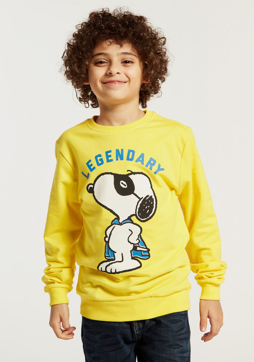 Snoopy Print Pullover with Long Sleeves-Sweaters and Cardigans-image-0