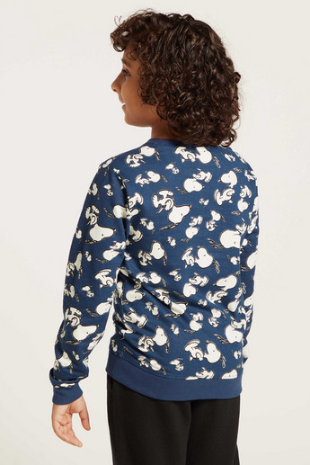 All-Over Snoopy Printed Pullover with Long Sleeves