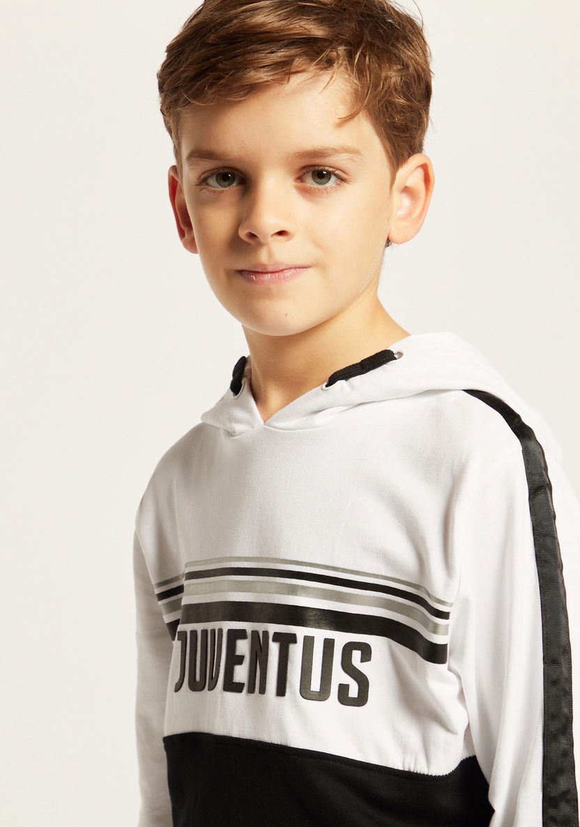 Juventus Graphic Print Hooded T-shirt and Jog Pants Set-Clothes Sets-image-2