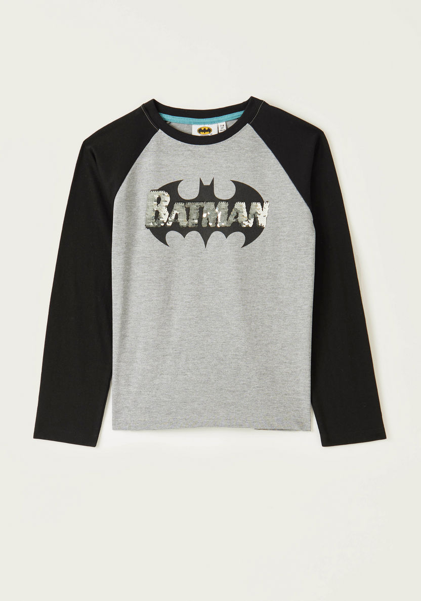 Batman Graphic Print T-shirt with Round Neck and Raglan Sleeves-T Shirts-image-0