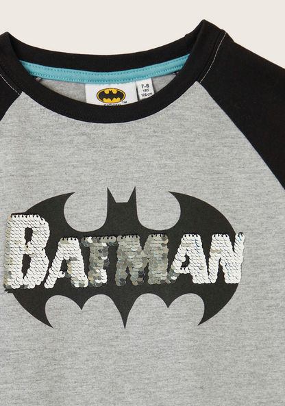 Batman Graphic Print T-shirt with Round Neck and Raglan Sleeves