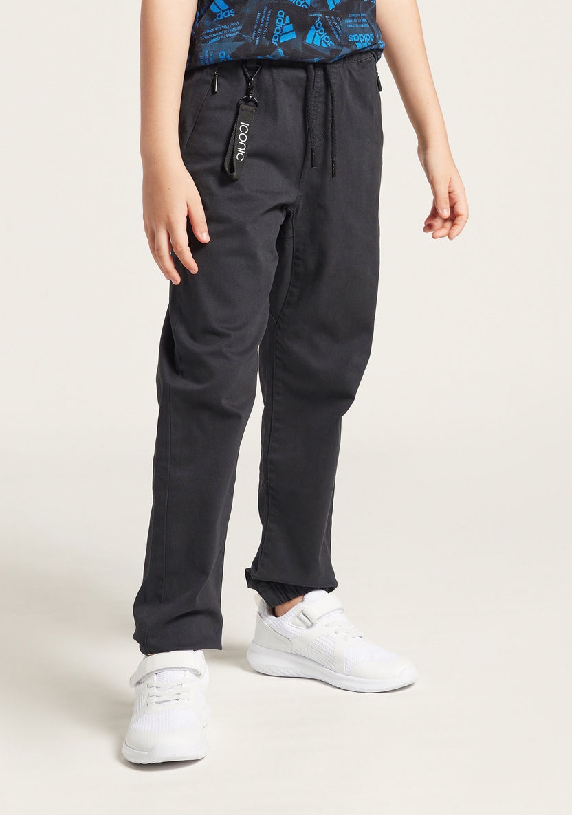 Iconic Solid Pants with Drawstring Closure and Pockets-Pants-image-0