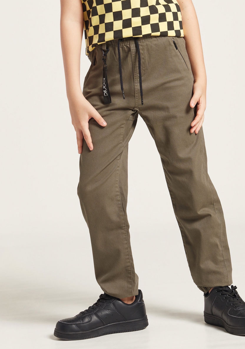 Iconic Solid Pants with Drawstring Closure and Pockets-Pants-image-1