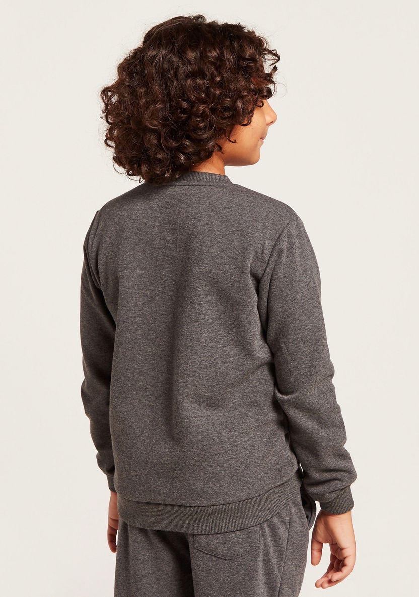 Iconic Tiger Embossed Detail Sweatshirt with Round Neck and Long Sleeves-Sweatshirts-image-3