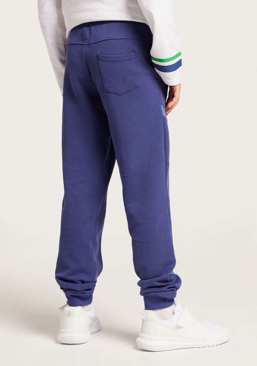 Kappa Printed Knit Jog Pants with Pocket Detail and Drawstring Closure-Joggers-image-3