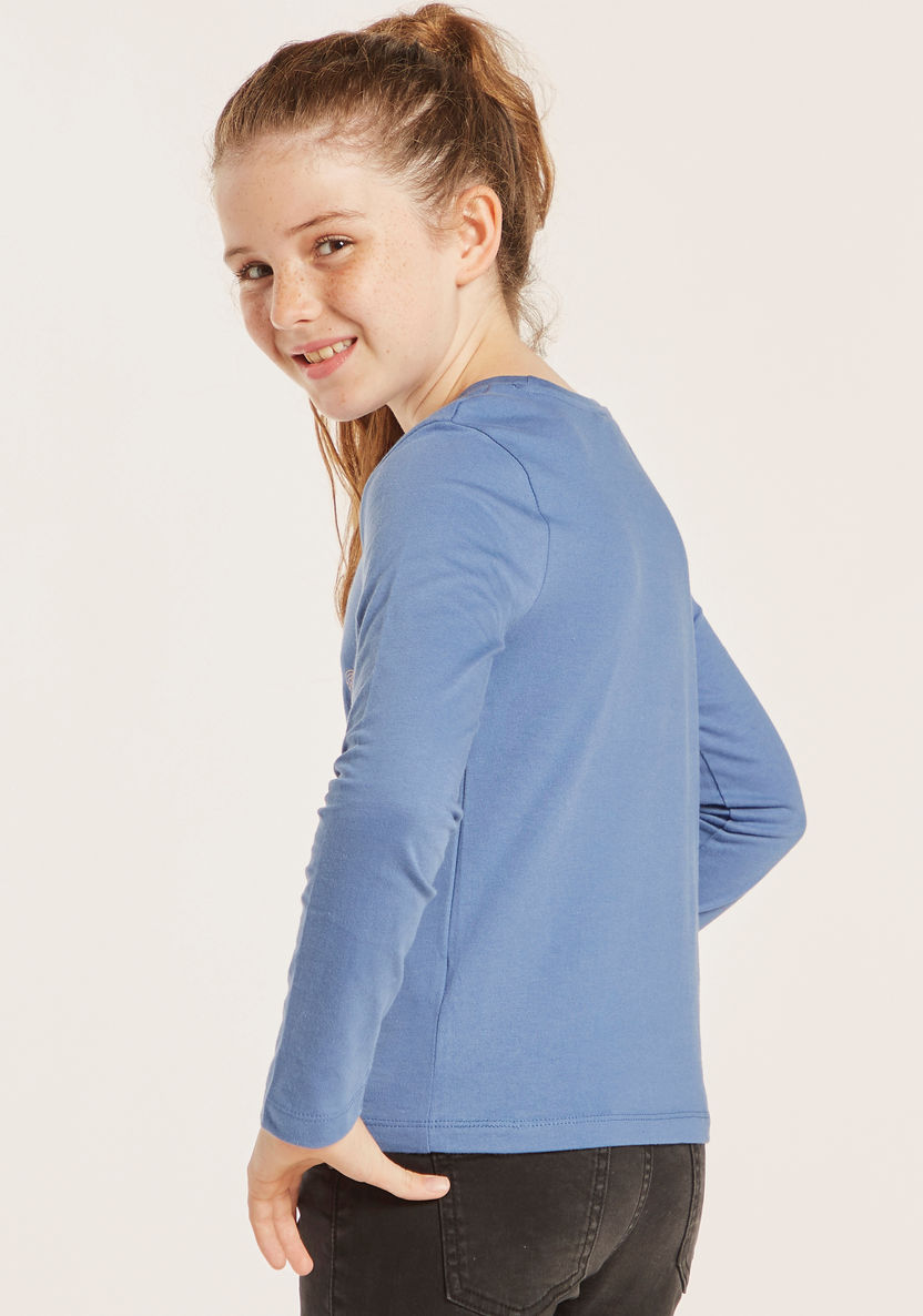 Juniors Embellished T-shirt with Long Sleeves-T Shirts-image-3
