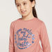 Juniors Graphic Print T-shirt with Long Sleeves and Sequin Detail-T Shirts-thumbnail-1