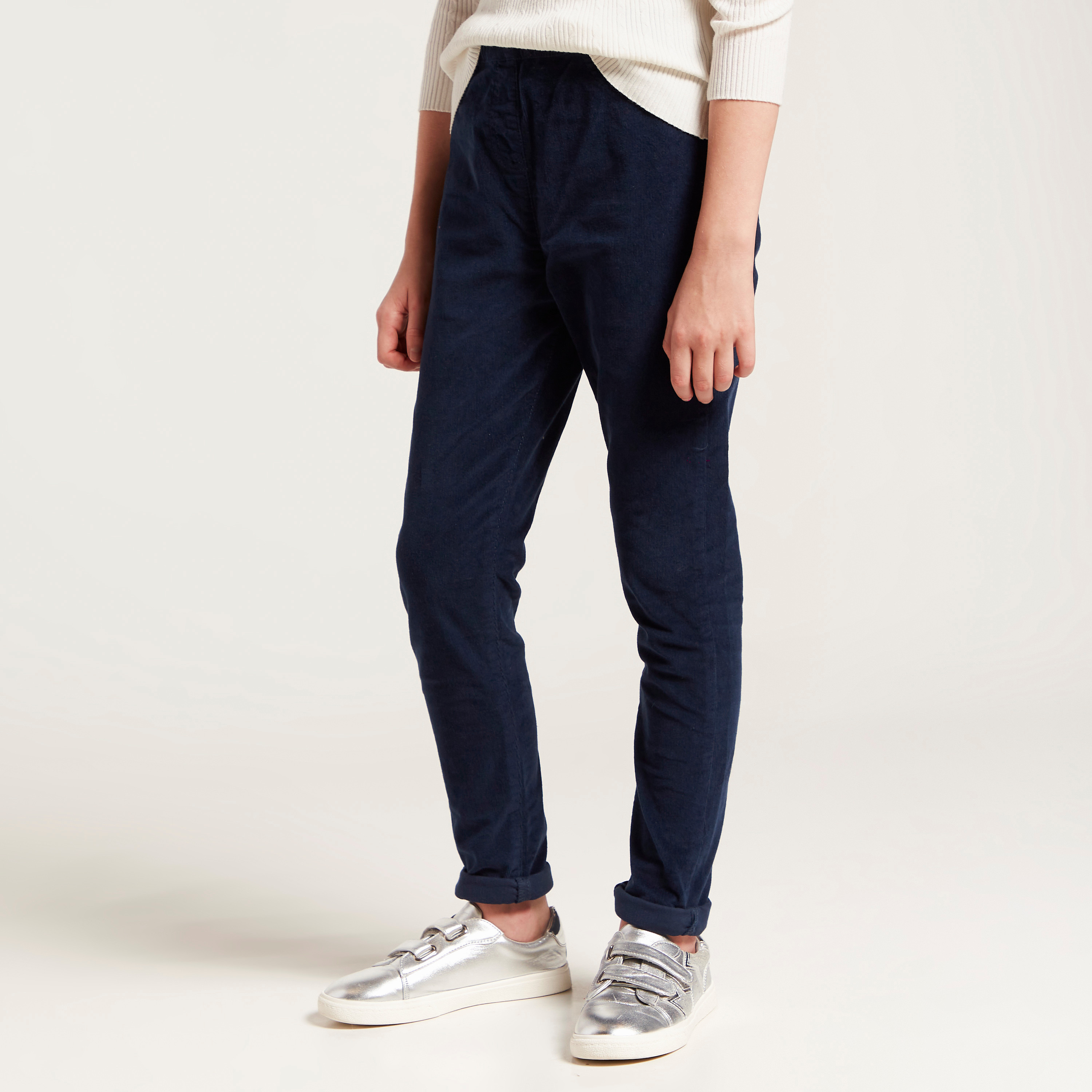 Juniors Solid Jeggings with Elasticated Waistband and Pockets-girls-clothing-bottoms-jeansandjeggings-image-2