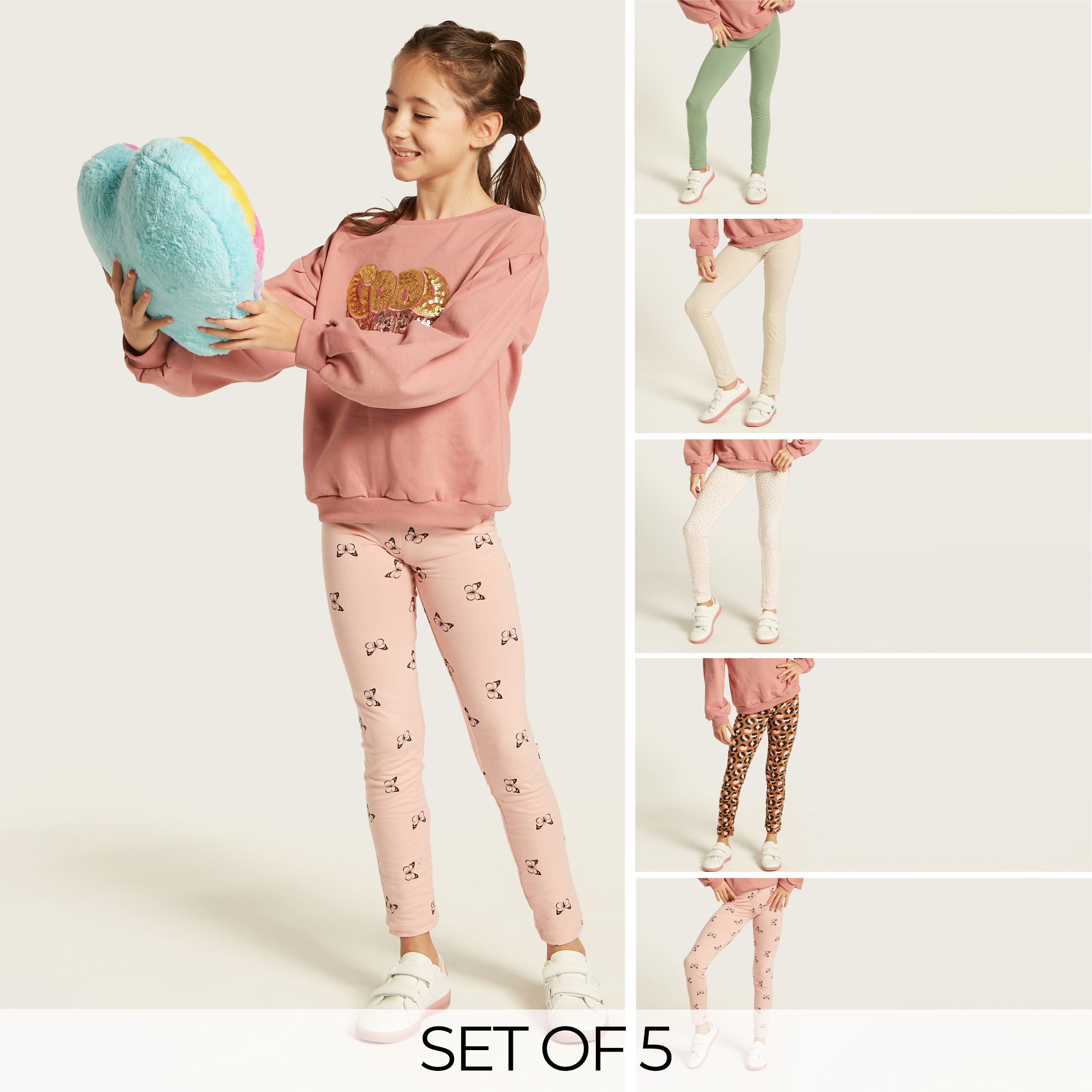 Juniors Butterfly Print Leggings-girls-clothing-multipacks-image-1