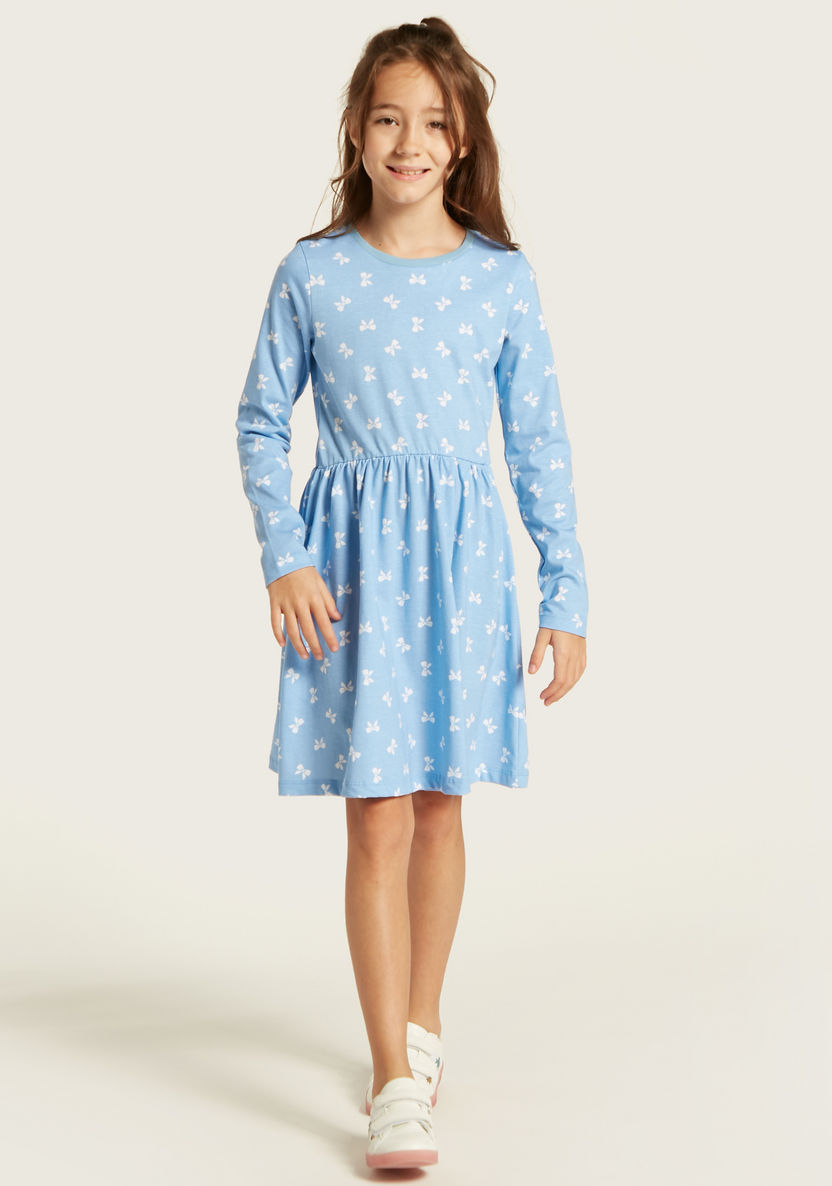 Juniors Unicorn Print Round Neck Dress with Long Sleeves-Dresses%2C Gowns and Frocks-image-5