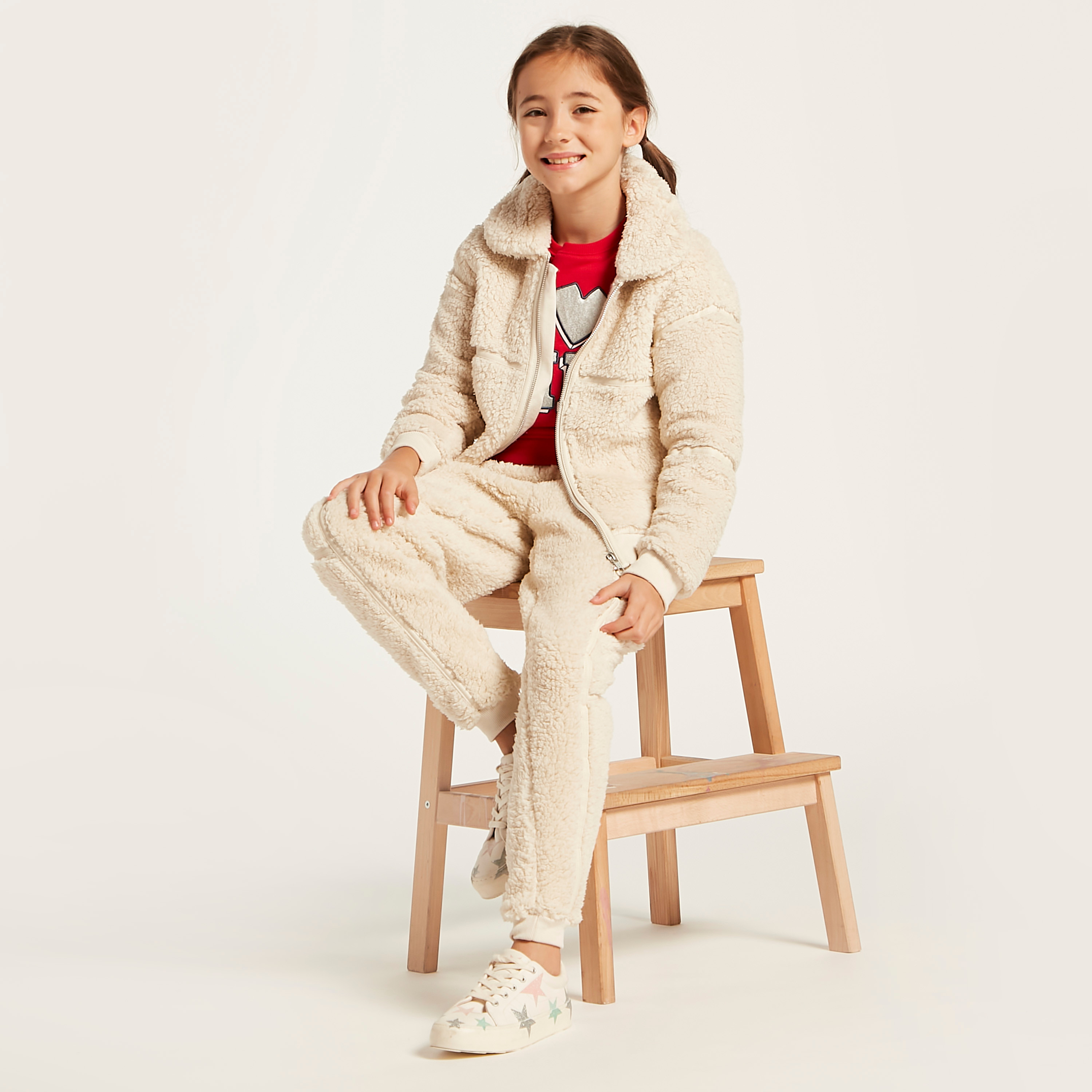 بنطلون رياضي سادة برباط إغلاق وجيوب من جونيورز-girls-clothing-bottoms-joggersandtrackpants-image-1