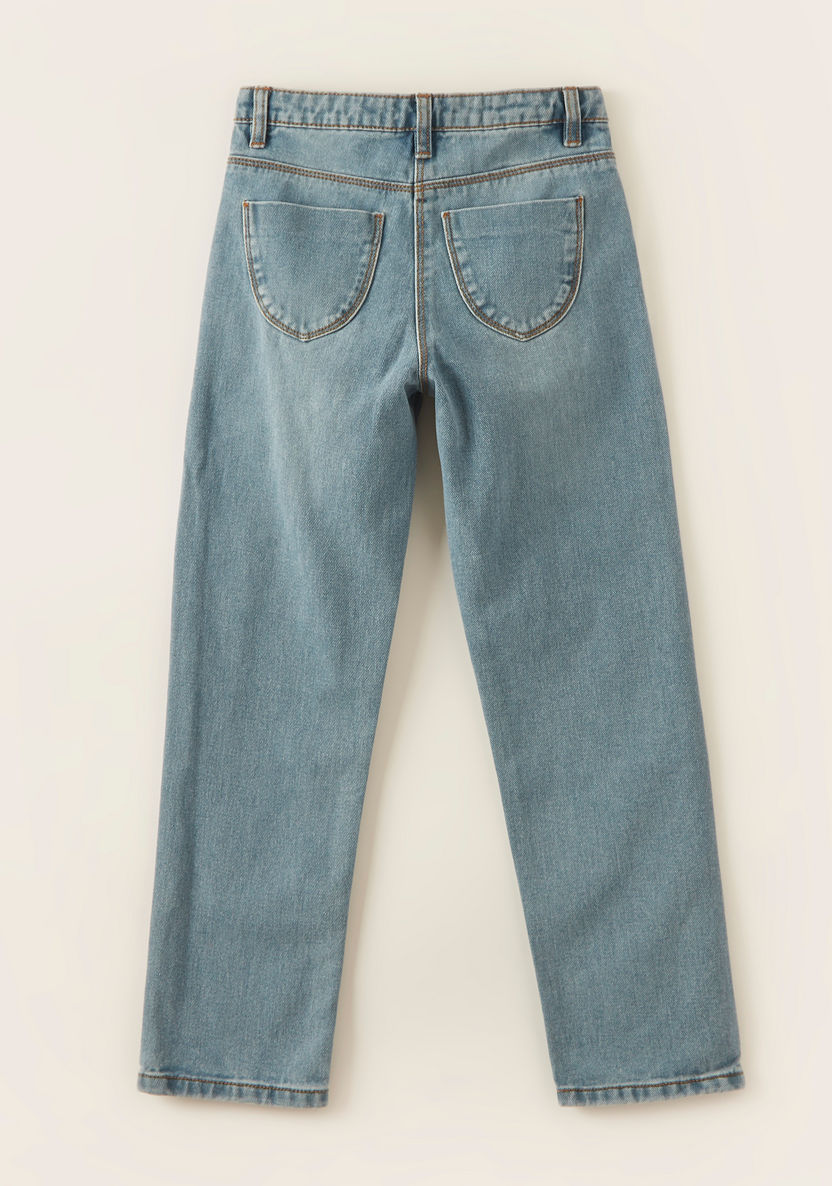Juniors Solid Jeans with Pockets and Button Closure-Jeans and Jeggings-image-2