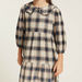 Juniors Checked Dress with Three Quarter Sleeves-Dresses%2C Gowns and Frocks-thumbnail-2