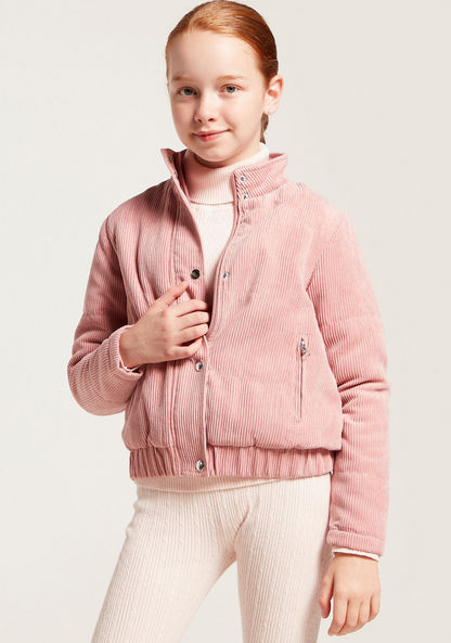 Juniors Textured Coat with Button Closure and Pockets