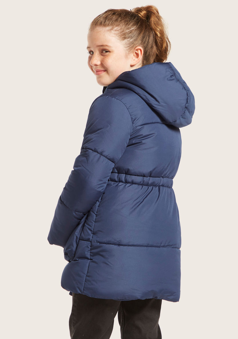 Solid Zip Through Jacket with Long Sleeves and Hood-Coats and Jackets-image-3