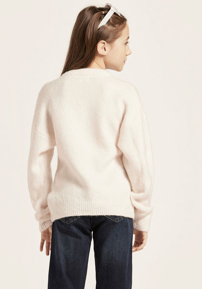 Textured Pullover with Long Sleeves-Sweaters and Cardigans-image-3