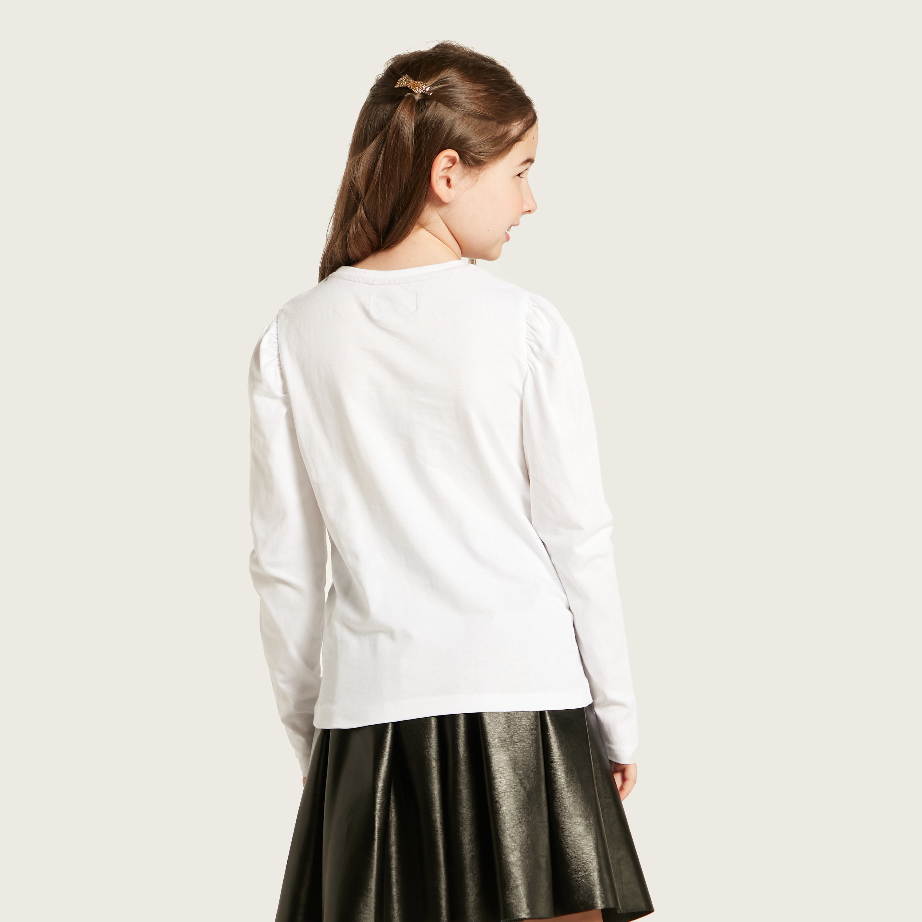 Lee Cooper Graphic Print T-shirt with Long Sleeves-girls-clothing-schoolwear-tshirts-image-4