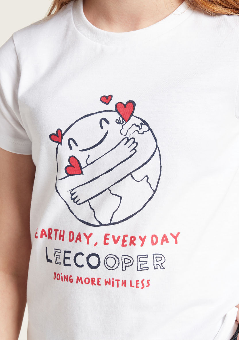 Lee Cooper Earth Day Print Crew Neck T-shirt with Short Sleeves-T Shirts-image-2