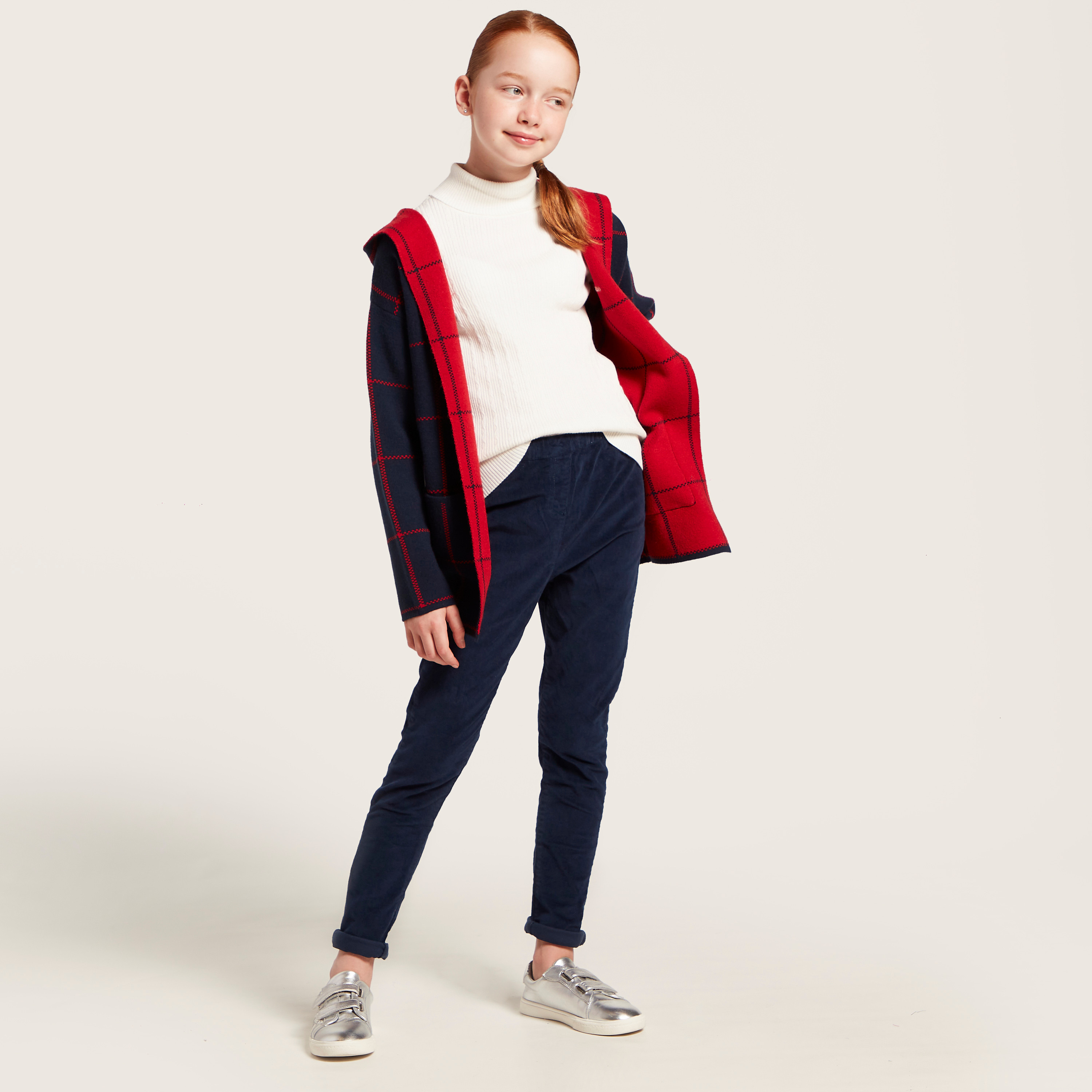 Lee Cooper Checks Print Hooded Cardigan 