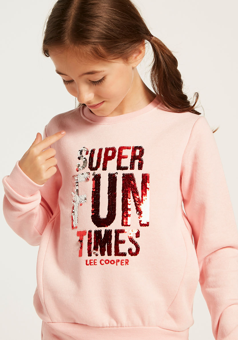 Lee Cooper Sequin Detail Pullover with Long Sleeves-Sweatshirts-image-2