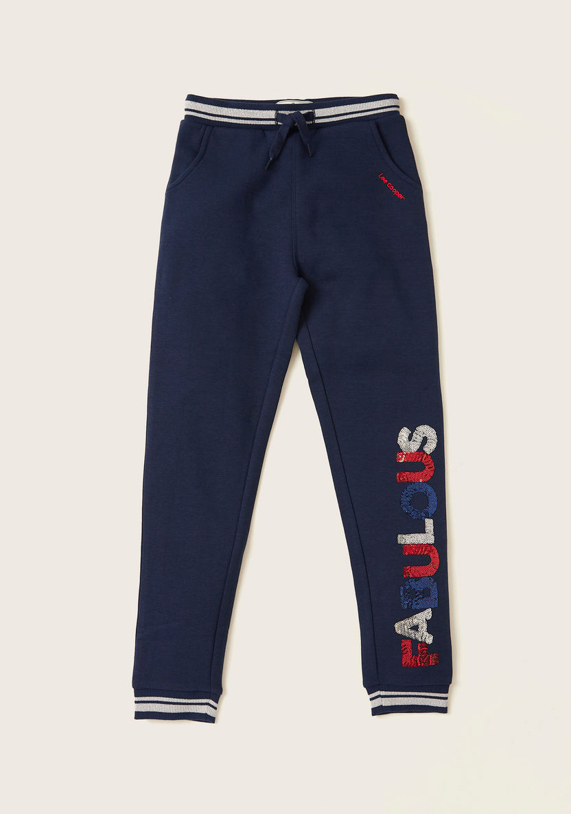 Lee Cooper Sequin Detail Sweatshirt with Jog Pants-Clothes Sets-image-2