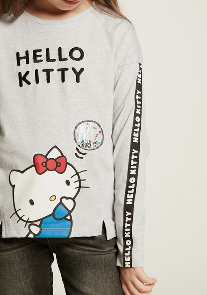 Sanrio Hello Kitty Print T-shirt with Long Sleeves