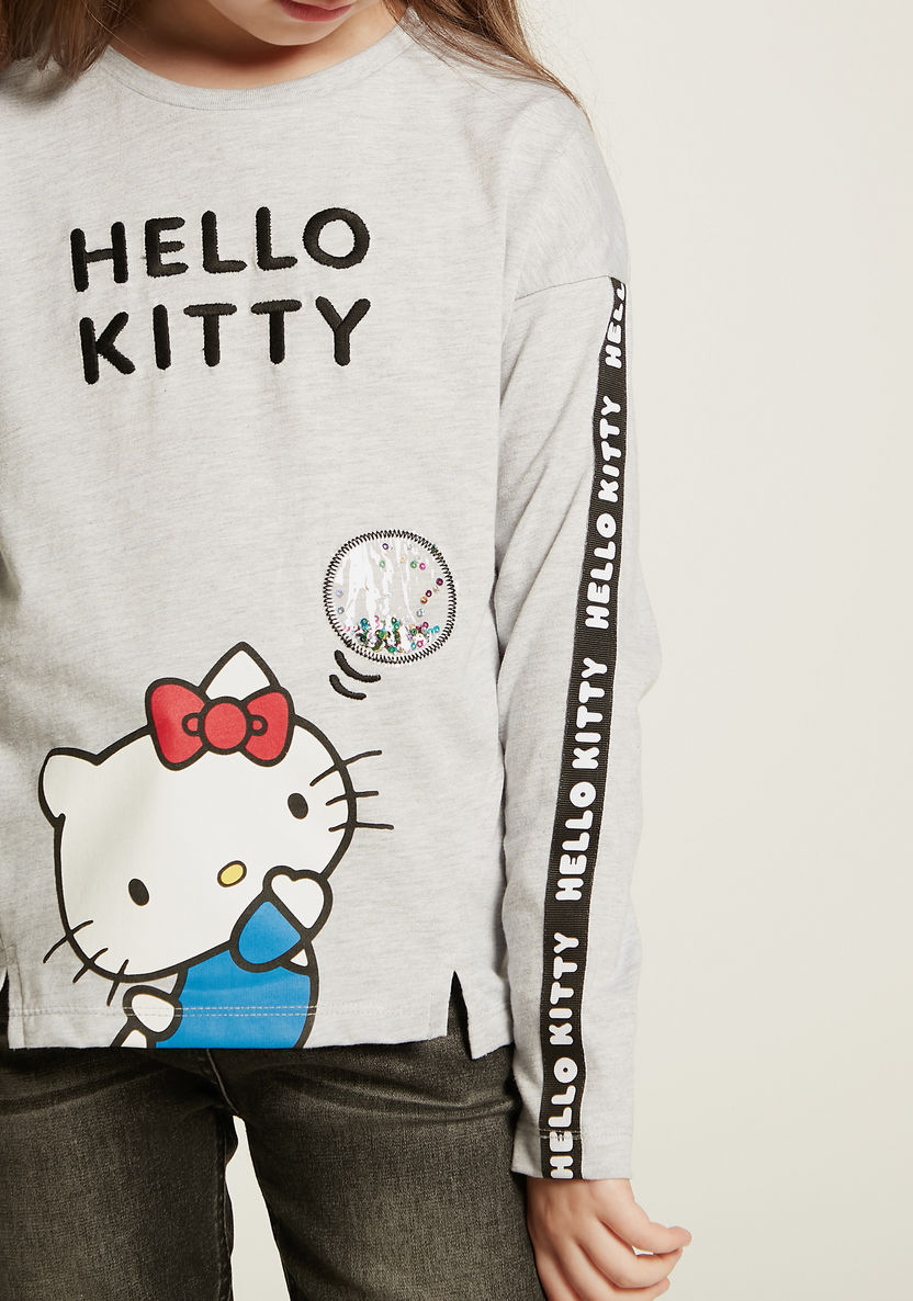 Sanrio Hello Kitty Print T-shirt with Long Sleeves-T Shirts-image-2