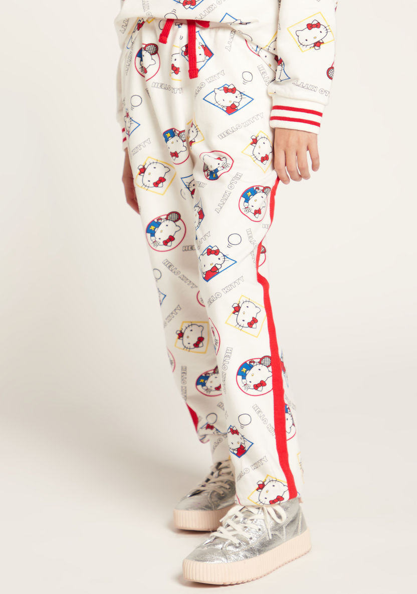 Sanrio All-Over Hello Kitty Print Knit Pants with Pockets and Drawstring Closure-Pants-image-1