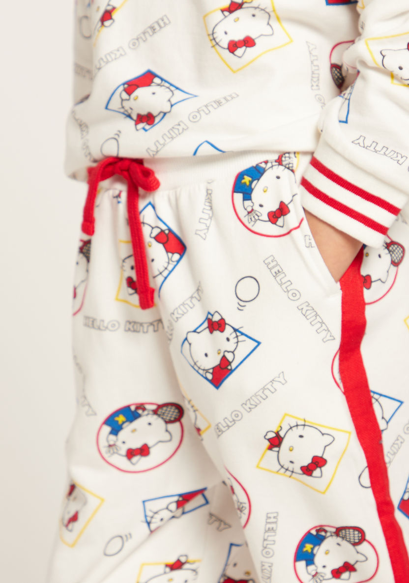 Sanrio All-Over Hello Kitty Print Knit Pants with Pockets and Drawstring Closure-Pants-image-2