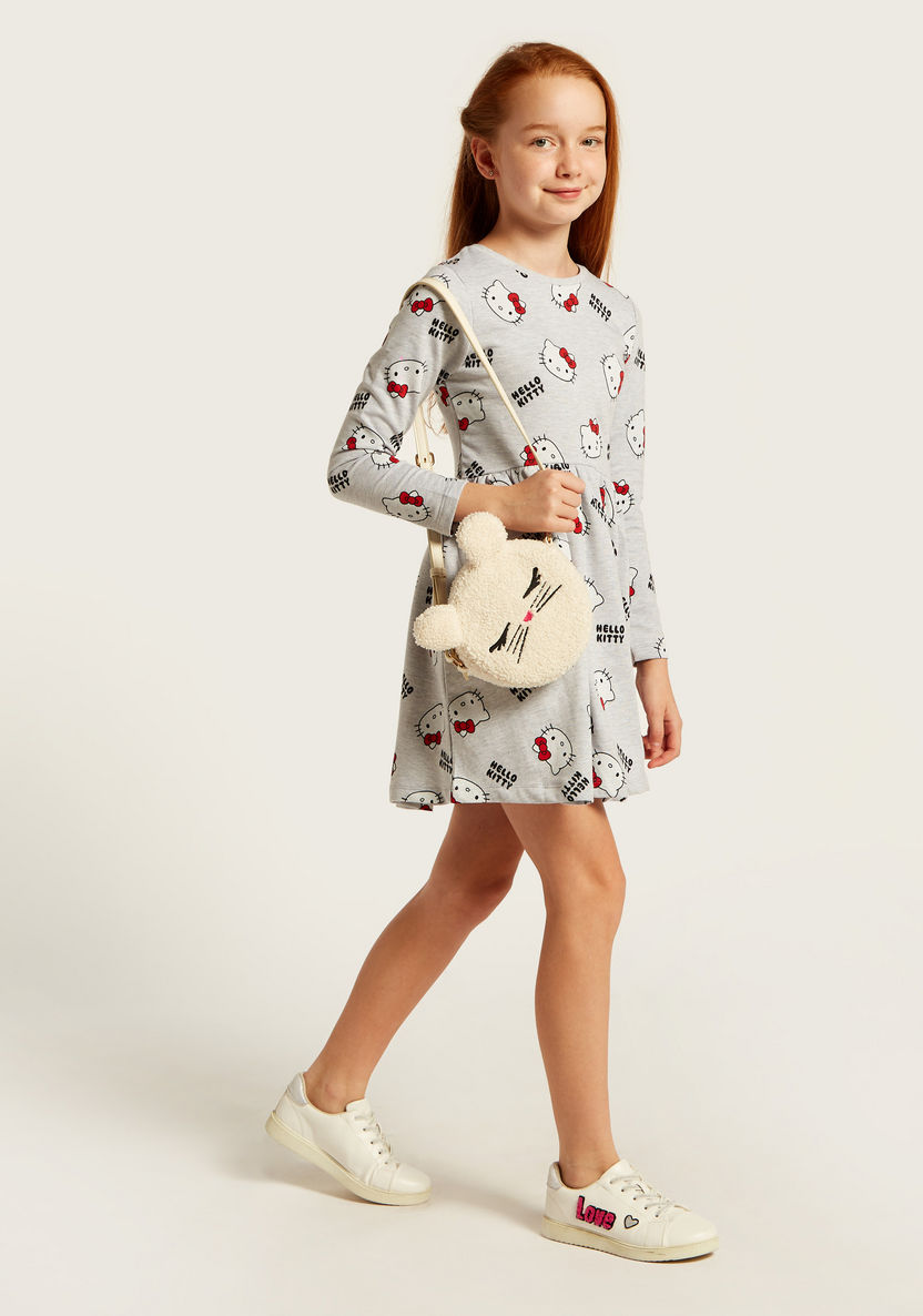 Sanrio All-Over Hello Kitty Print Knit Dress with Long Sleeves-Dresses-image-0