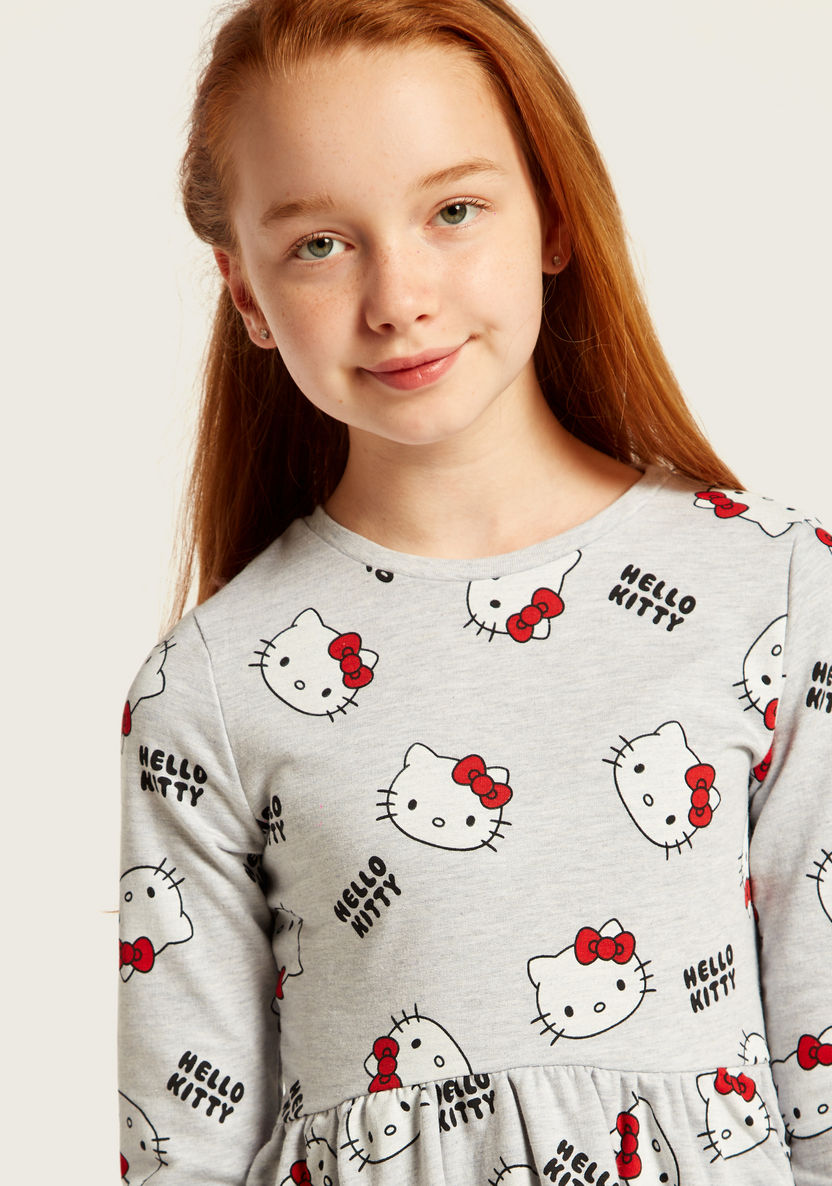 Sanrio All-Over Hello Kitty Print Knit Dress with Long Sleeves-Dresses-image-2