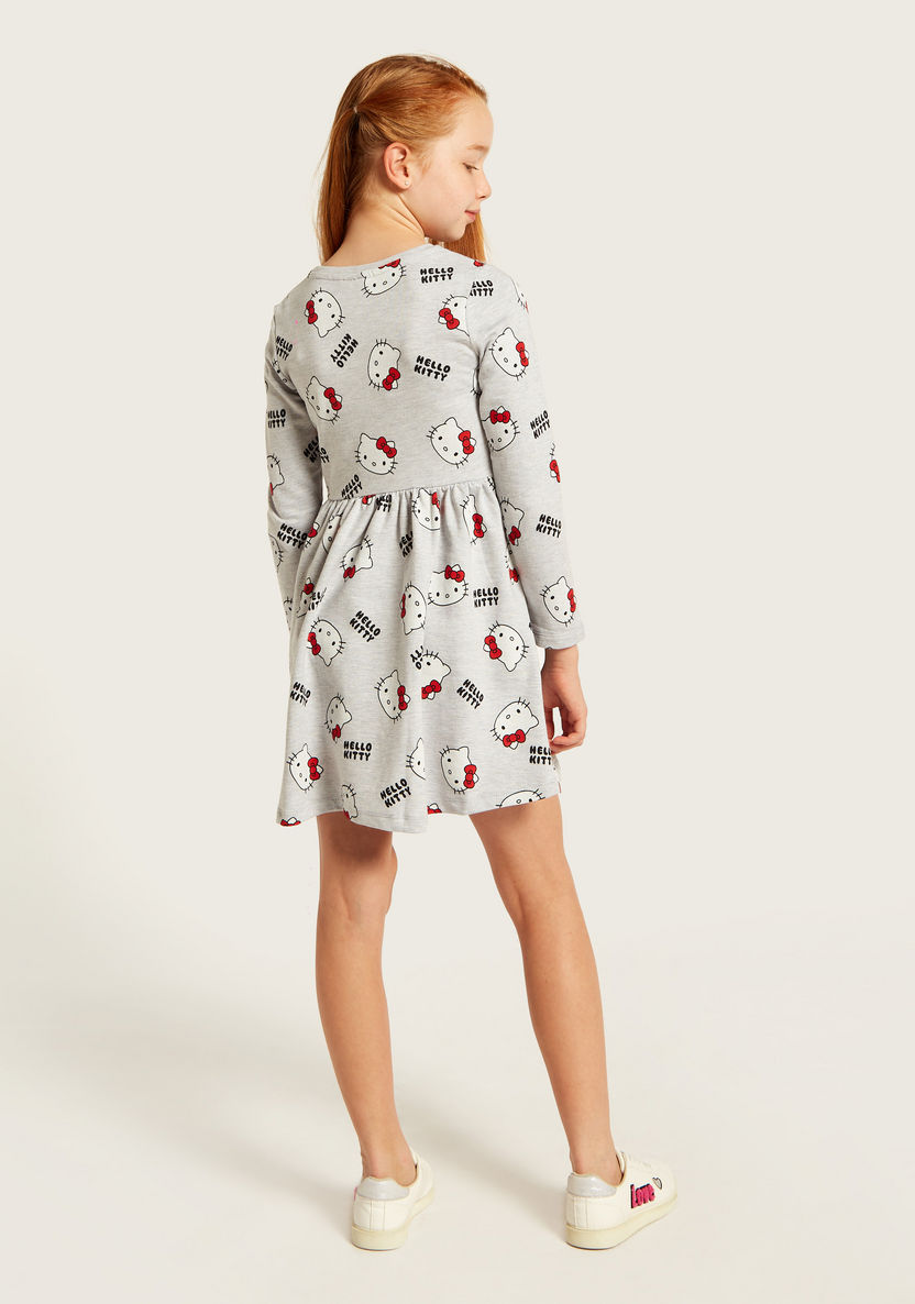Sanrio All-Over Hello Kitty Print Knit Dress with Long Sleeves-Dresses-image-3